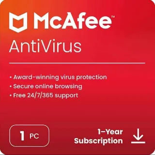 McAfee AntiVirus 1 Year Key Global For 1 PC