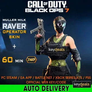 Black Ops 7 - Raver Operator Skin + 1 Hour 2WXP⚡[ 𝐈𝐍𝐒𝐓𝐀𝐍𝐓 𝐃𝐄𝐋𝐈𝐕𝐄𝐑𝐘 ] Call of Duty Muller Milk Key CODE GLOBAL ⚡