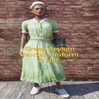 Green Asylum Worker Uniform & Matching Hat