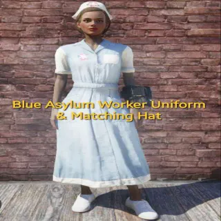 Blue Asylum Worker Uniform & Matching Hat