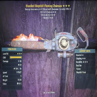 Bloodied Skeptikill Flaming Chainsaw