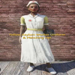 Yellow Asylum Worker Uniform & Matching Hat