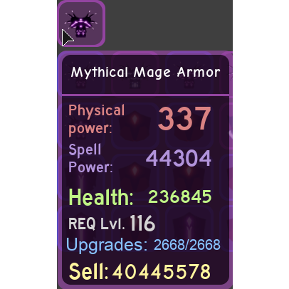 Gear Mythical Mage Armor 44k In Game Items Gameflip - ghastly harbors roblox dungeon quest