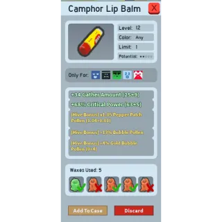 camphor lip balm 13% bubble pollen + 4% gold bubble pollen