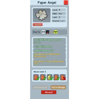paper angel 2 ability token lifespan + 1 bee ability pollen 