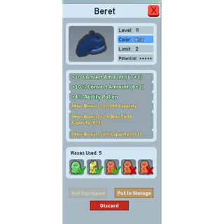 Beret 2% blue field capacity + 1% capacity