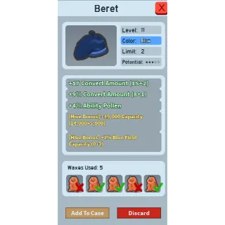 Beret 19000 capacity + 2% blue field capacity 