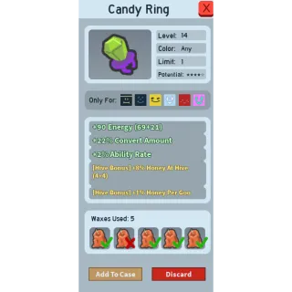 Candy ring 8% honey at hive