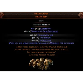 PoE 2 Headhunter Belt  - Heavy Belt