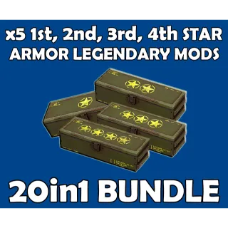 x5 1, 2, 3, 4 Star Armor Legendary Mods 20in1 Bundle