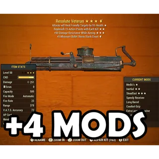 Resolute Veteran Gatling Gun + 4 Legendary Mods Of Your Choice