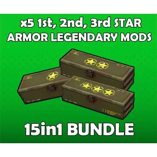 x5 1, 2, 3 Star Armor Legendary Mods 15in1 Bundle