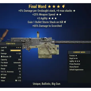 Final Word 50cal F25Agi/Bullet Storm