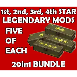 x5 1, 2, 3, 4 Star Armor Legendary Mods at Your Choice 20in1 Bundle