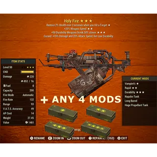 Holy Fire + 4 Legendary Mods of Your choice
