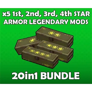 x5 1, 2, 3, 4 Star Armor Legendary Mods 20in1 Bundle