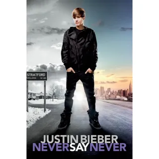 Justin Bieber: Never Say Never Vudu/FAH Digital Movie Code (unknown if sd or hd) (Does NOT Port to Movies Anywhere)