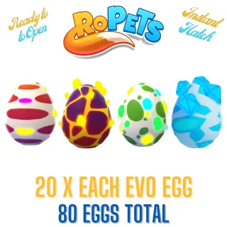 ROPETS 20 x Each Evo Egg - 80 Total