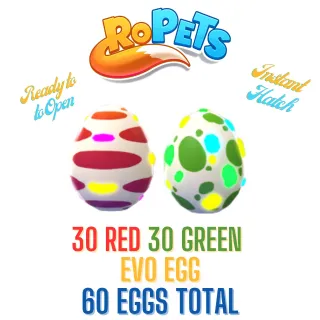 ROPETS 30 x Red 30 x Gree Evo Eggs