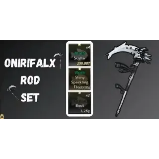 ONIRIFALX ROD SET (WRATH SCYLLA, CHARRED BOOTS, SHINY SPARKLING WRATH FLOPPY / SSW FLOPPY) - FISCH