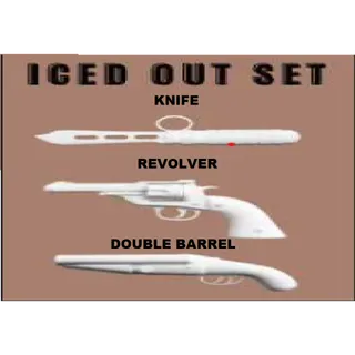 ICED OUT SET (REVOLVER, DOUBLE BARREL, KNIFE) - DAHOOD / DA HOOD / DH