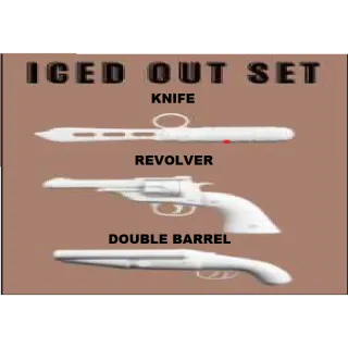ICED OUT SET (REVOLVER, DOUBLE BARREL, KNIFE) - DAHOOD / DA HOOD / DH