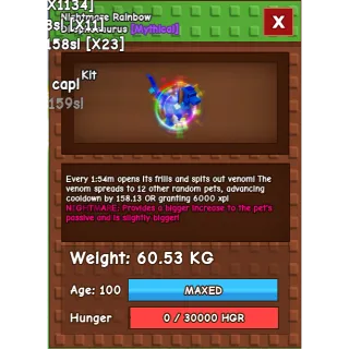 NIGHTMARE RAINBOW DILOPHOSAURUS 60.53KG