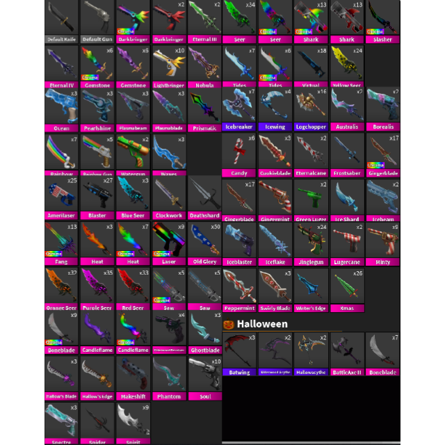Both MM2 Inventory (2 Pages) - Murder Mystery 2 Game Item - Gameflip
