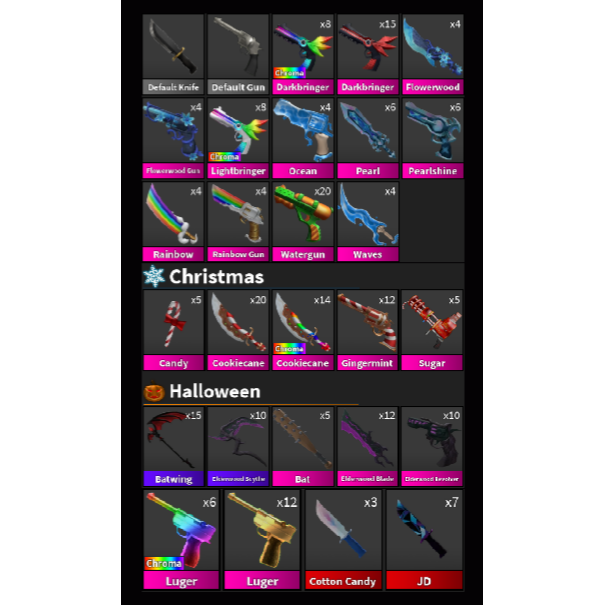 Both MM2 Inventory (2 Pages) - Murder Mystery 2 Game Item - Gameflip