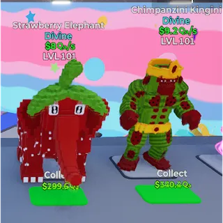 Strawberry elephant and chimpanzini kingini -Go up for brainrot