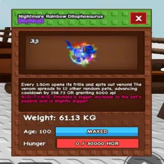 Rainbow Hatched Nightmare Dilophosaurus