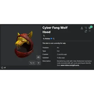 Cyber Fang Wolf Hood Bonus Code