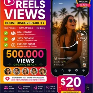 Instagram 500.000 Reels Views – 100% Organic • Real Users • Boost Explore Page – $20