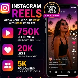 750K Instagram Reels Views + 20K Likes + 5K Followers – Real Growth Package – $50