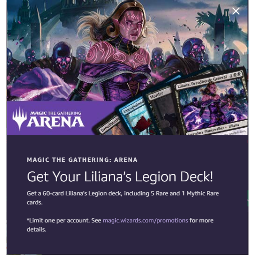 Magic The Gathering Arena Liliana S Legion Deck Twitch Prime Loot その他 Gameflip