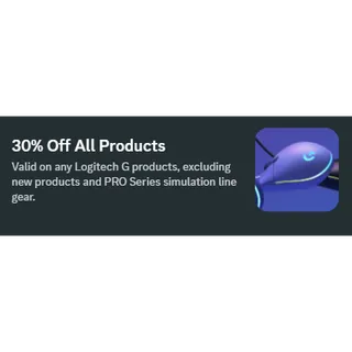 30% Off All Products Logitech G Products + One-time Discounts!