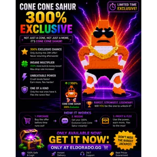 CONE CONE CONE SAHUR / SUPER CHEAP RATE / CHEAPEST / OP MONEY MAKER / HIGH PERCENTAGE BRAINROT / KICK A LUCKY BLOCK