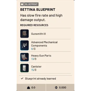 ARC Raiders - Bettina Blueprint