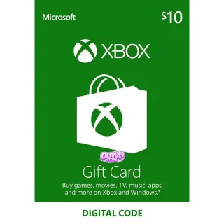 $10.00 USD Xbox Gift Card