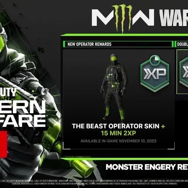 Call of Duty Modern Warfare III Monster Energy The Beast Operator + 2XP ...