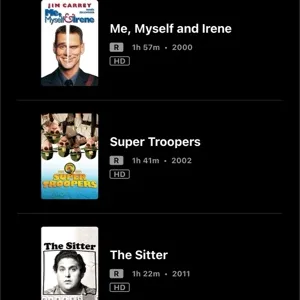 4-movie pack ( The sitter, supper troopers, Let’s be cops, and me, myself, and Irene hd on ma