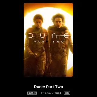 Dune: Part Two- HD on movies anywhere 