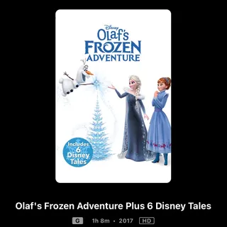 Olaf's Frozen Adventure Plus 6 Disney Tales HD MA