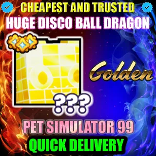 HUGE DISCO BALL DRAGON GOLDEN