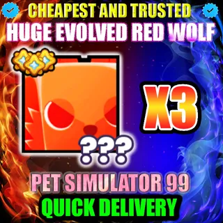 HUGE EVOLVED RED WOLF X3