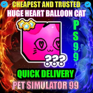 HUGE HEART BALLOON CAT 