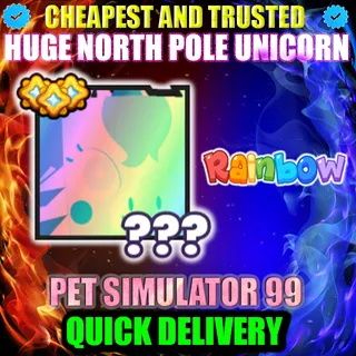 HUGE NORTH POLE UNICORN RAINBOW