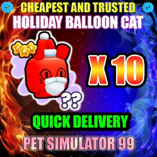 HOLIDAY BALLOON CAT X10 |PS99