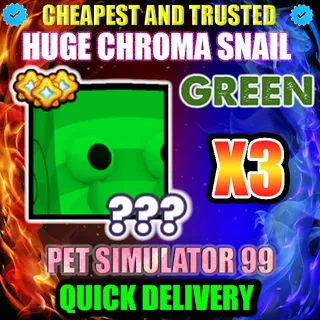 HUGE GREEN CHROMA SNAIL X3