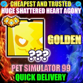 HUGE SHATTERED HEART AGONY GOLDEN